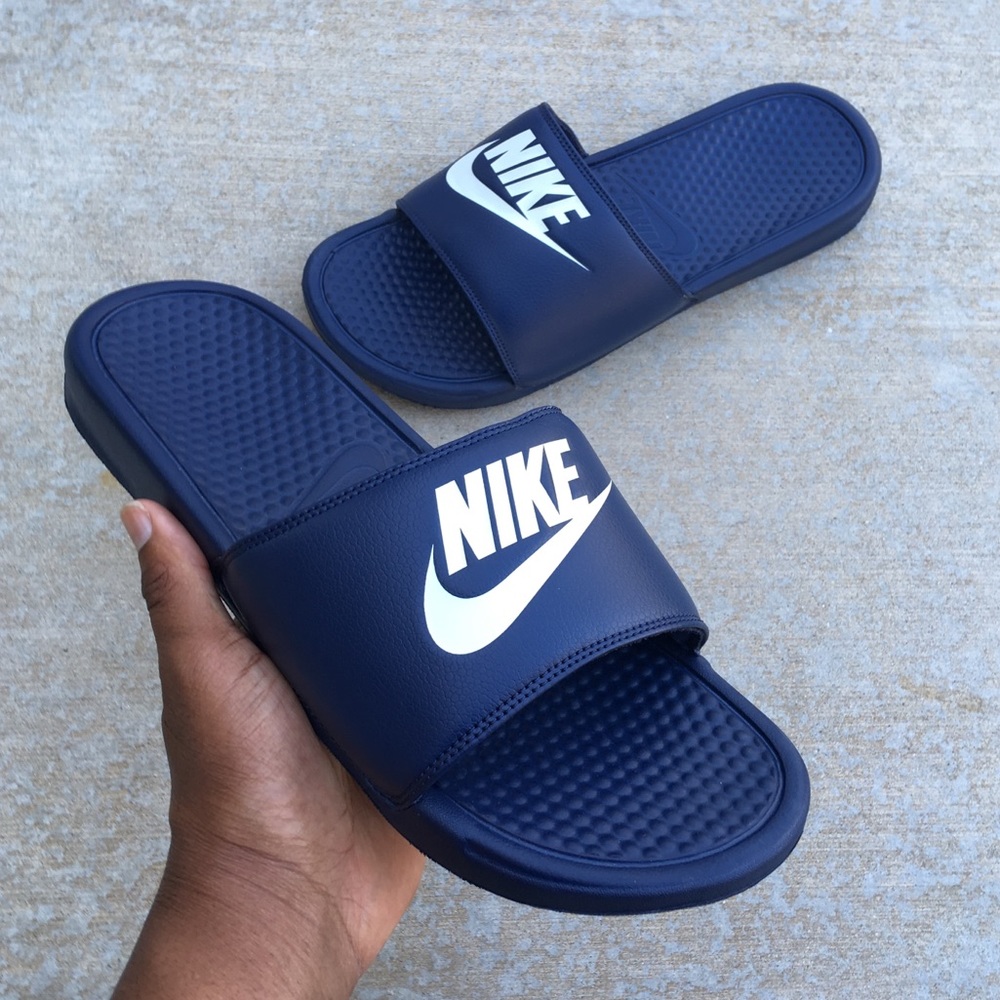 NIKE BENASSI SLIDES JUST DO IT JDI NAVYS MINT BLUE